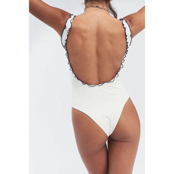 Frankies Bikinis Fawn Ruffle One Piece Swimsuit Honeymoon Phase Womens Size XL - Picture 4 of 11